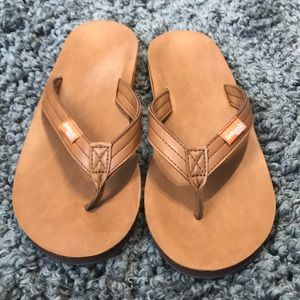 Feelgoodz Slim Kinderz Tan Leather Flip Flops